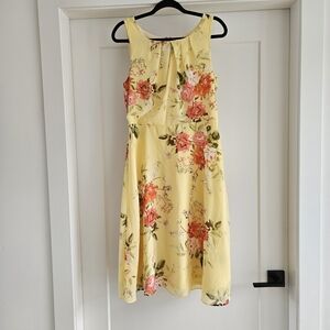 R&K Yellow Floral Midi Dress - Size 10